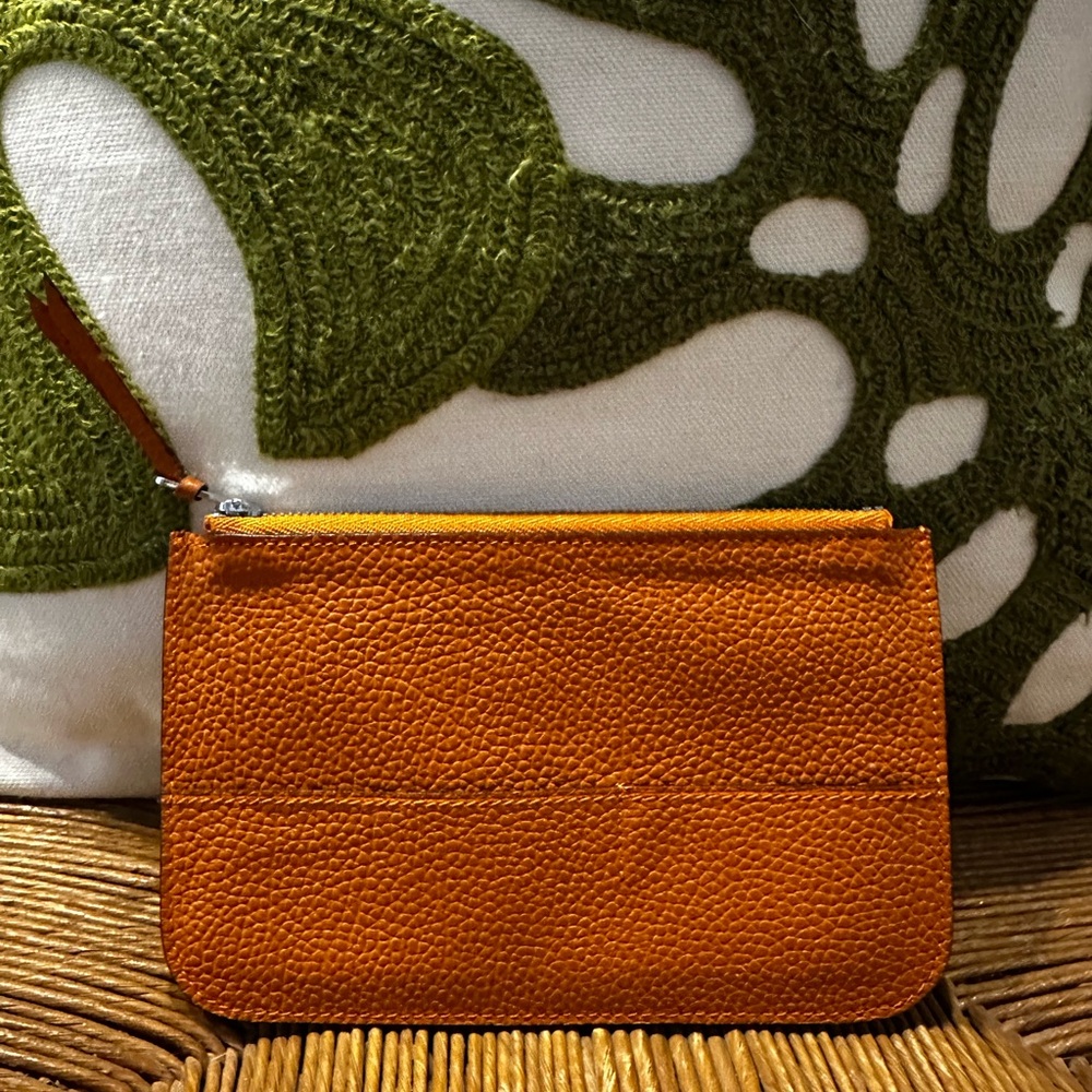 Hermes Orange Leather Pouch EUC